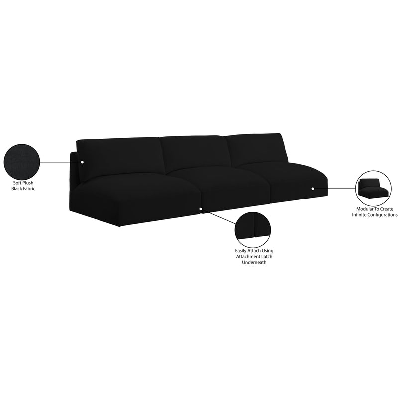 Meridian Ease Black Polyester Fabric Modular Sofa IMAGE 8