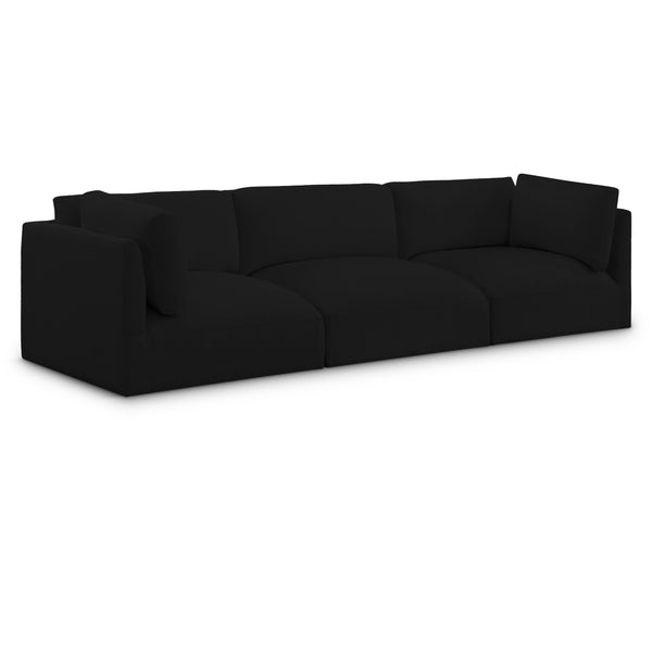 Meridian Ease Black Polyester Fabric Modular Sofa IMAGE 1