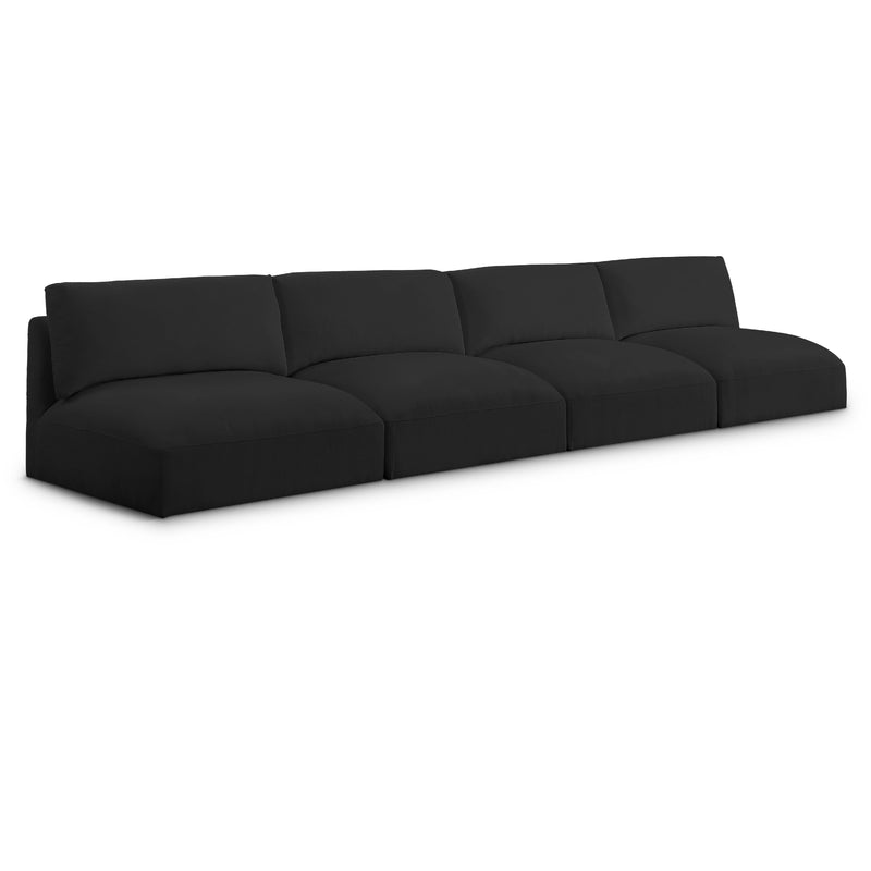 Meridian Ease Black Polyester Fabric Modular Sofa IMAGE 1