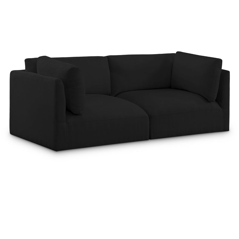 Meridian Ease Black Polyester Fabric Modular Sofa IMAGE 1