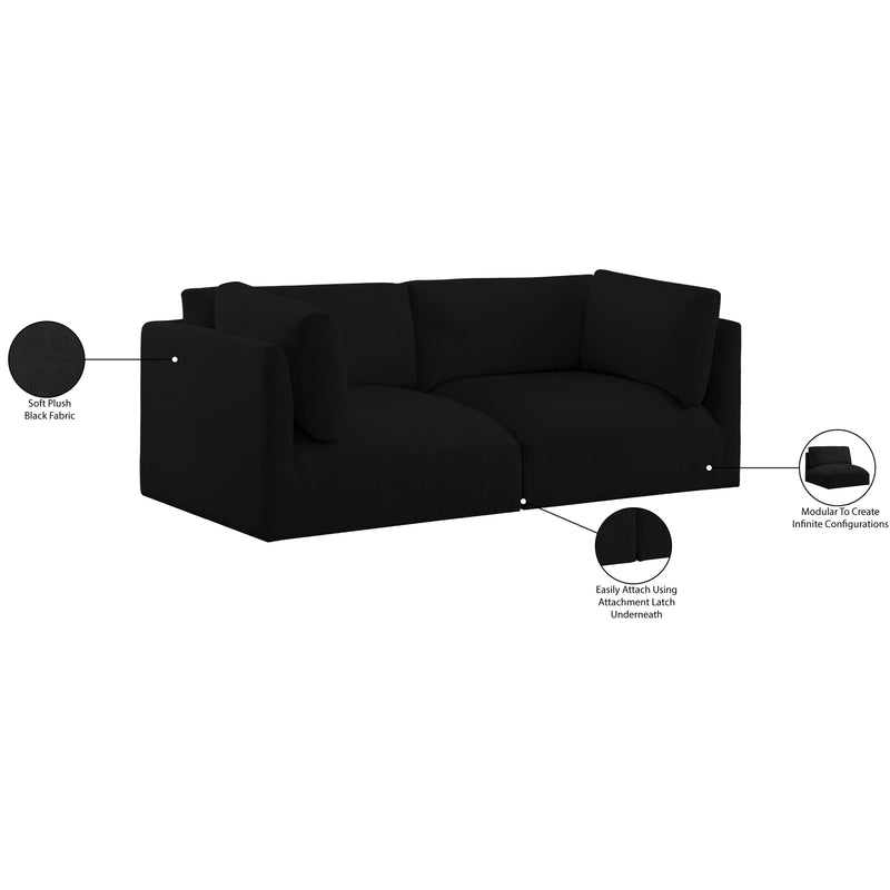 Meridian Ease Black Polyester Fabric Modular Sofa IMAGE 9