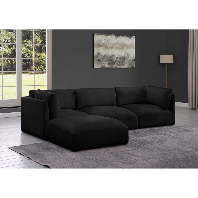 Meridian Ease Black Polyester Fabric Modular Sectional IMAGE 4