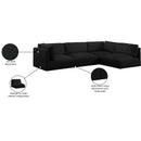 Meridian Ease Black Polyester Fabric Modular Sectional IMAGE 14