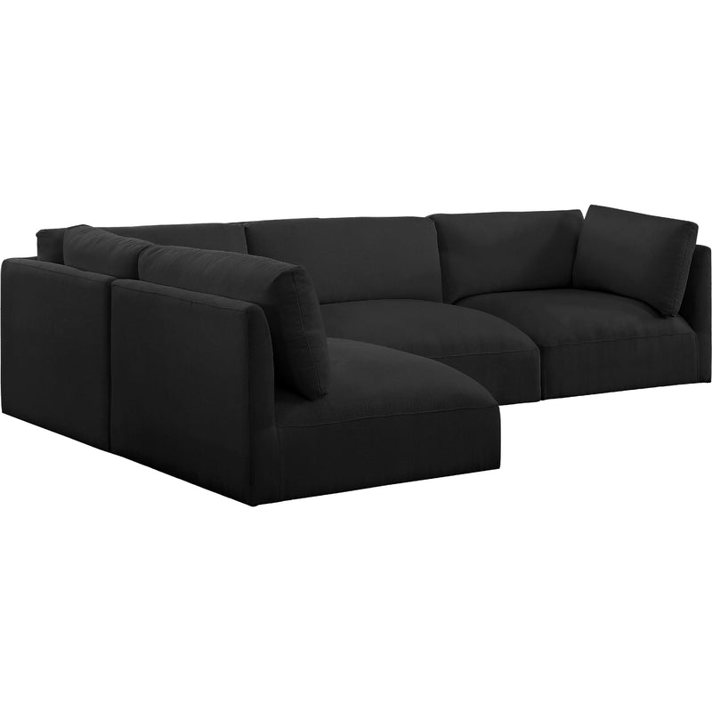 Meridian Ease Black Polyester Fabric Modular Sectional IMAGE 2