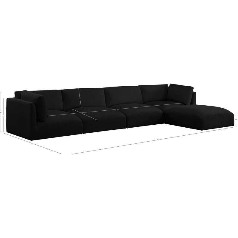 Meridian Ease Black Polyester Fabric Modular Sectional IMAGE 13
