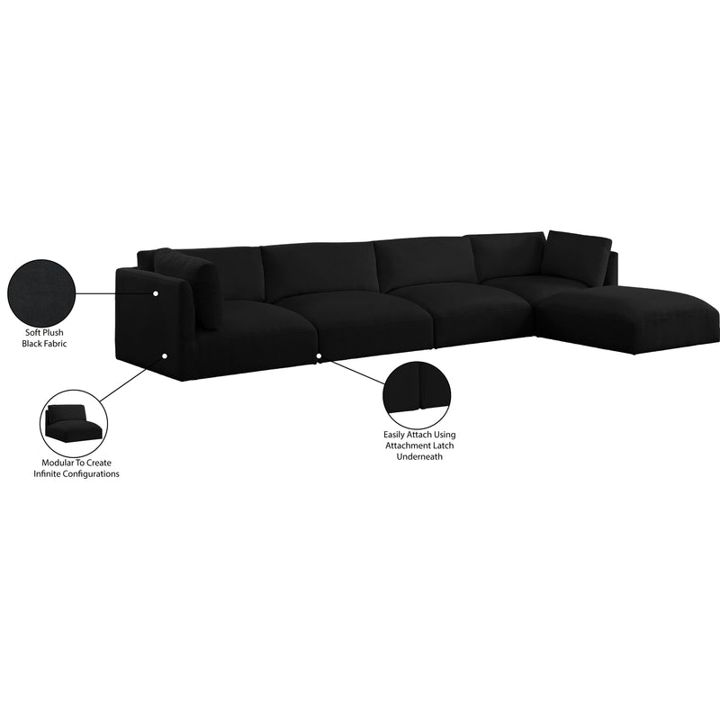Meridian Ease Black Polyester Fabric Modular Sectional IMAGE 14