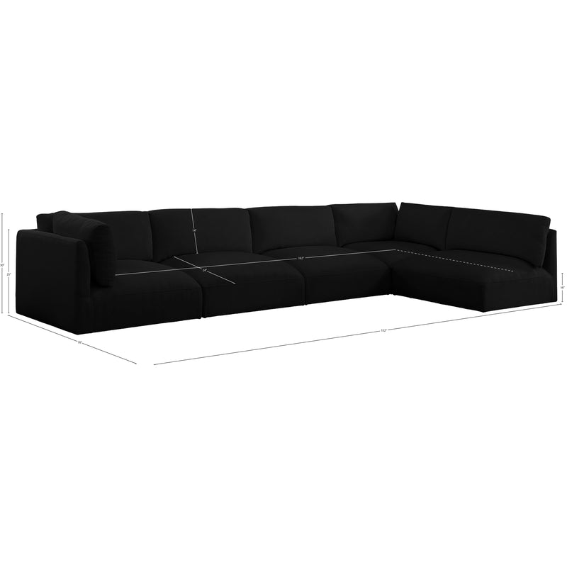 Meridian Ease Black Polyester Fabric Modular Sectional IMAGE 14