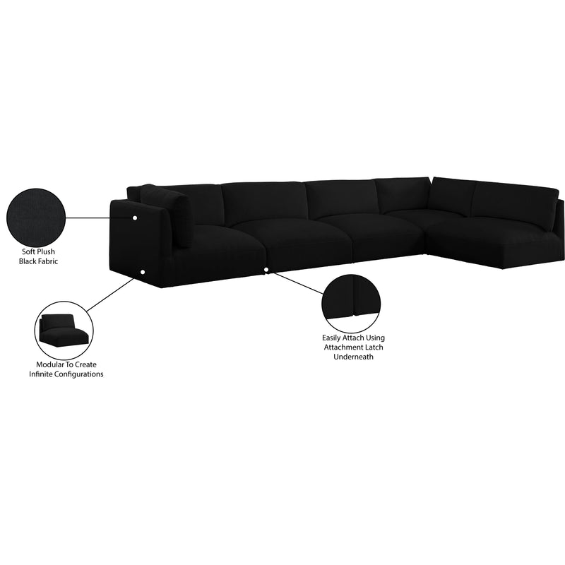 Meridian Ease Black Polyester Fabric Modular Sectional IMAGE 15