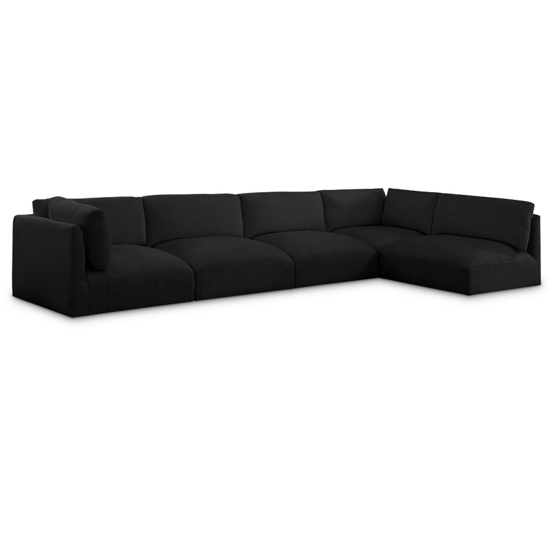 Meridian Ease Black Polyester Fabric Modular Sectional IMAGE 1