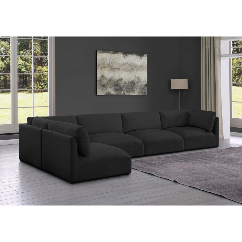 Meridian Ease Black Polyester Fabric Modular Sectional IMAGE 4