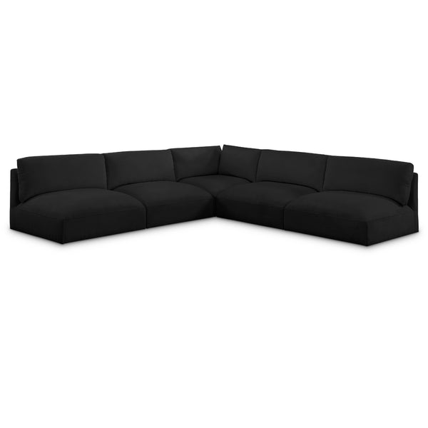 Meridian Ease Black Polyester Fabric Modular Sectional IMAGE 1