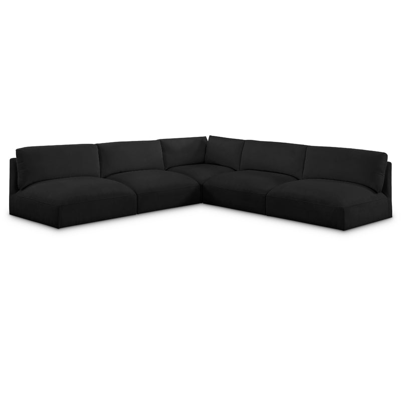 Meridian Ease Black Polyester Fabric Modular Sectional IMAGE 1