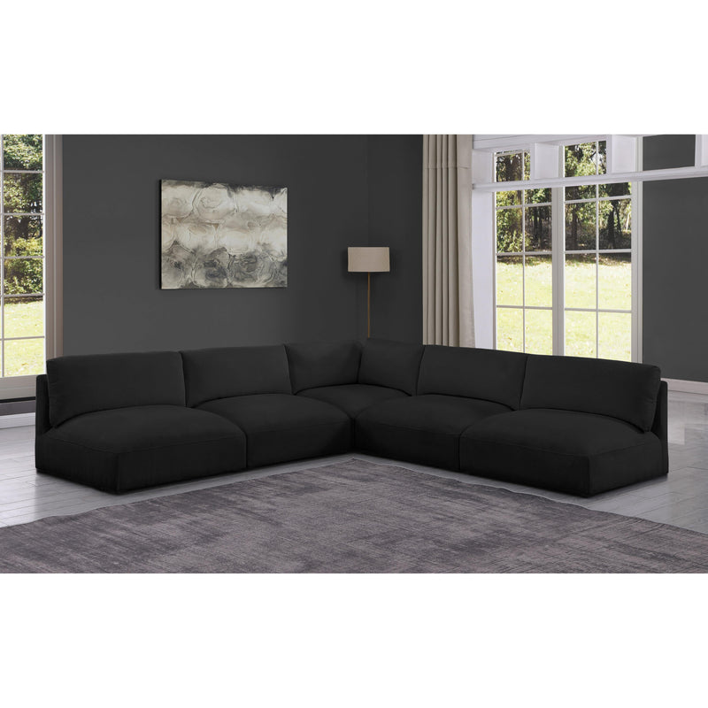 Meridian Ease Black Polyester Fabric Modular Sectional IMAGE 2