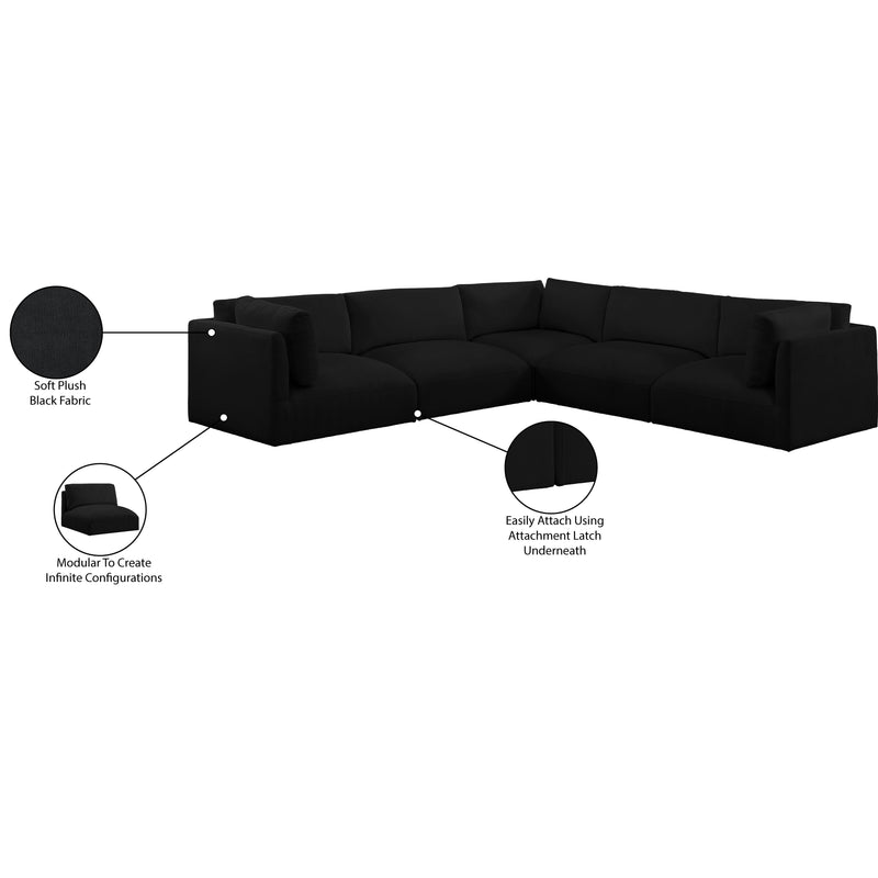 Meridian Ease Black Polyester Fabric Modular Sectional IMAGE 11