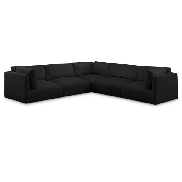 Meridian Ease Black Polyester Fabric Modular Sectional IMAGE 1