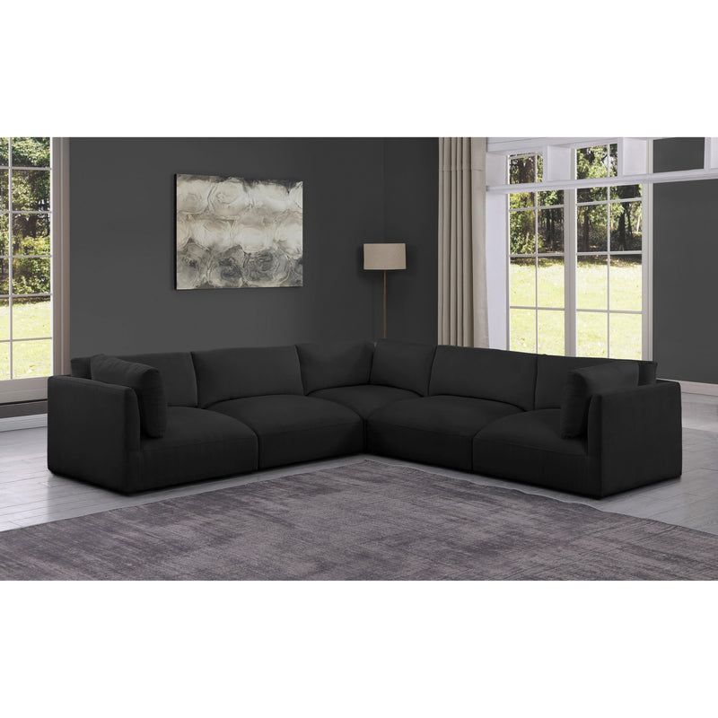 Meridian Ease Black Polyester Fabric Modular Sectional IMAGE 2