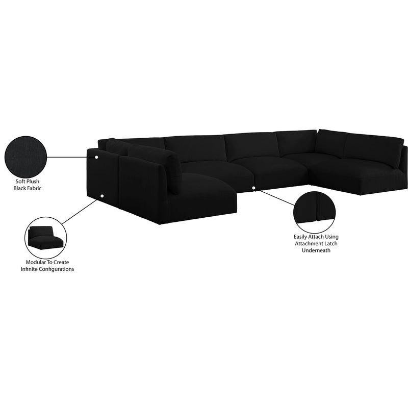 Meridian Ease Black Polyester Fabric Modular Sectional IMAGE 10