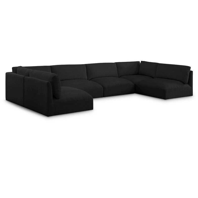 Meridian Ease Black Polyester Fabric Modular Sectional IMAGE 1