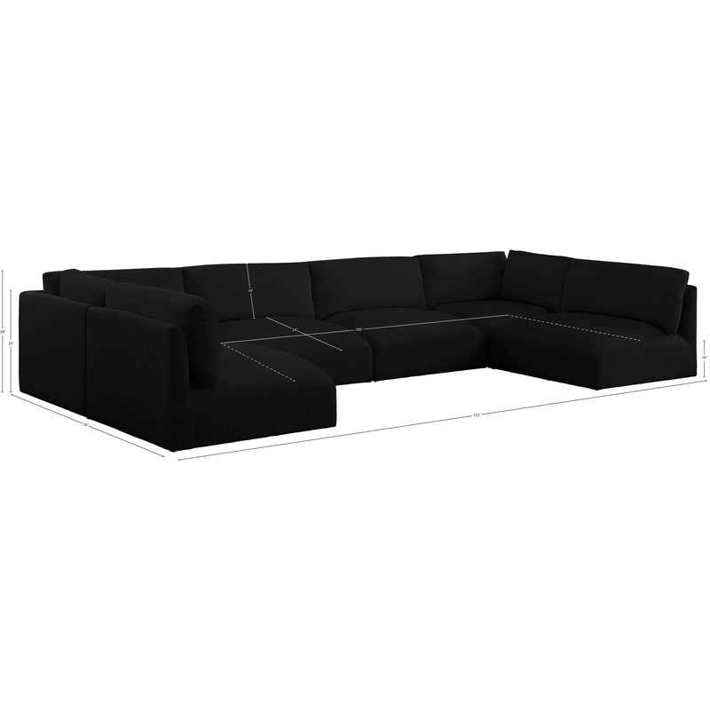 Meridian Ease Black Polyester Fabric Modular Sectional IMAGE 9