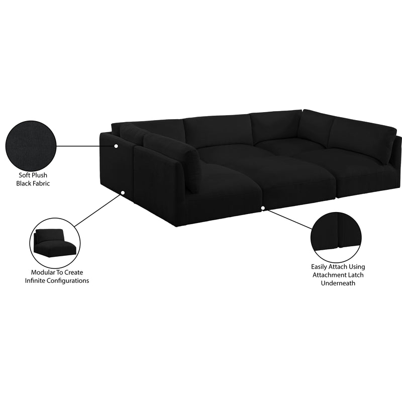 Meridian Ease Black Polyester Fabric Modular Sectional IMAGE 10