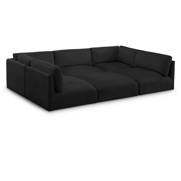 Meridian Ease Black Polyester Fabric Modular Sectional IMAGE 1