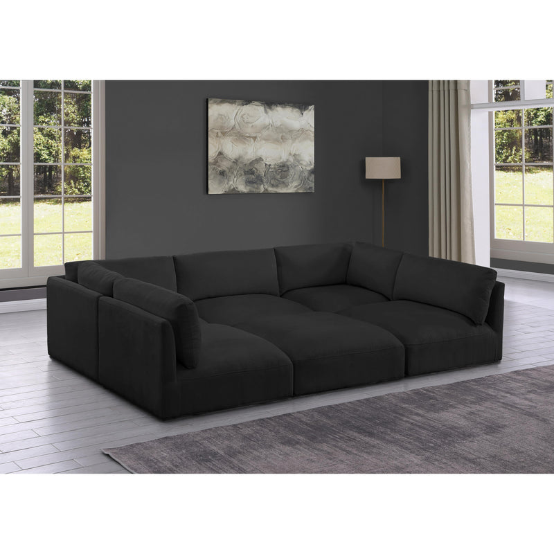 Meridian Ease Black Polyester Fabric Modular Sectional IMAGE 2