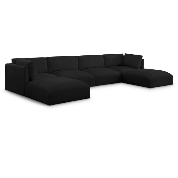 Meridian Ease Black Polyester Fabric Modular Sectional IMAGE 1