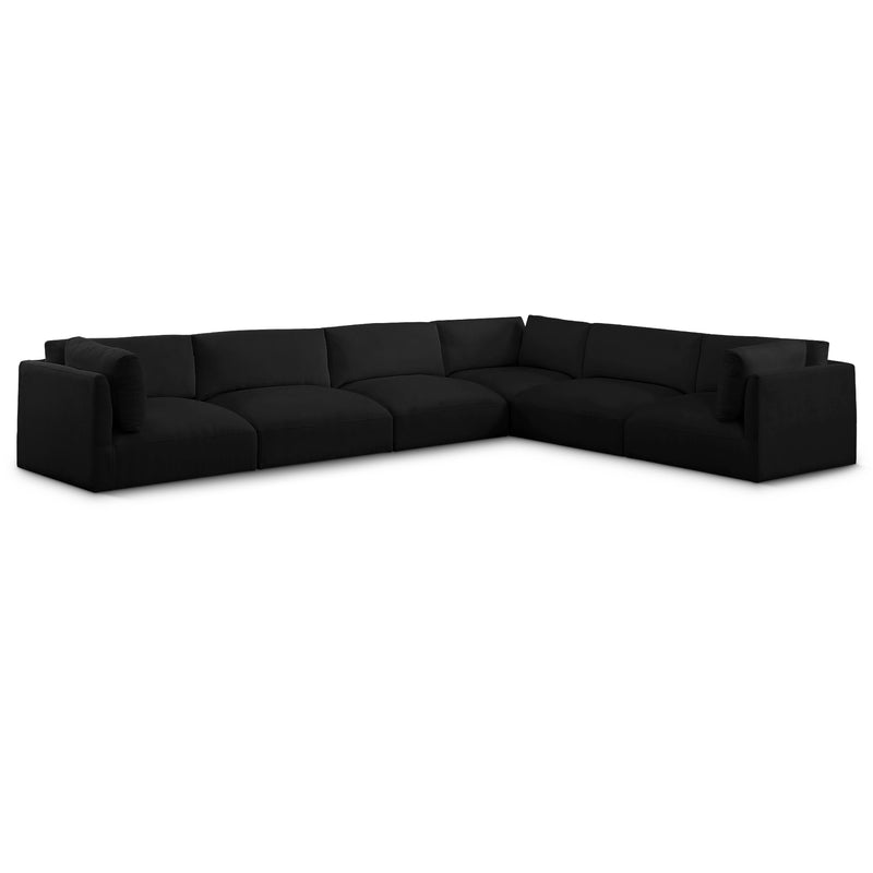 Meridian Ease Black Polyester Fabric Modular Sectional IMAGE 1