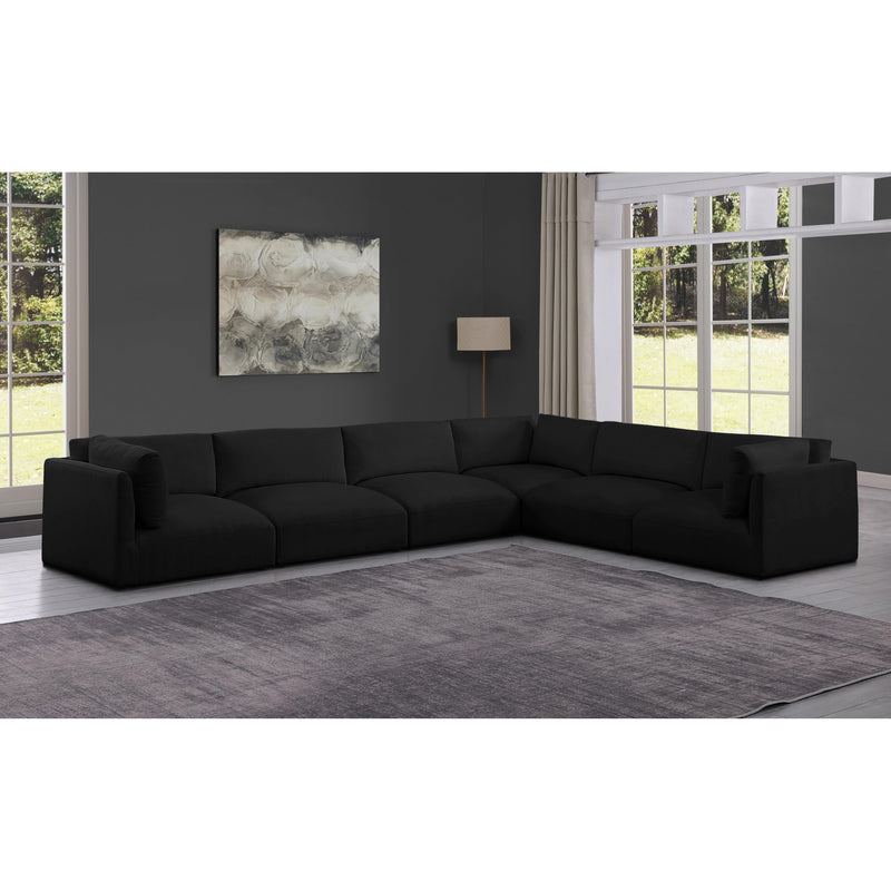 Meridian Ease Black Polyester Fabric Modular Sectional IMAGE 2