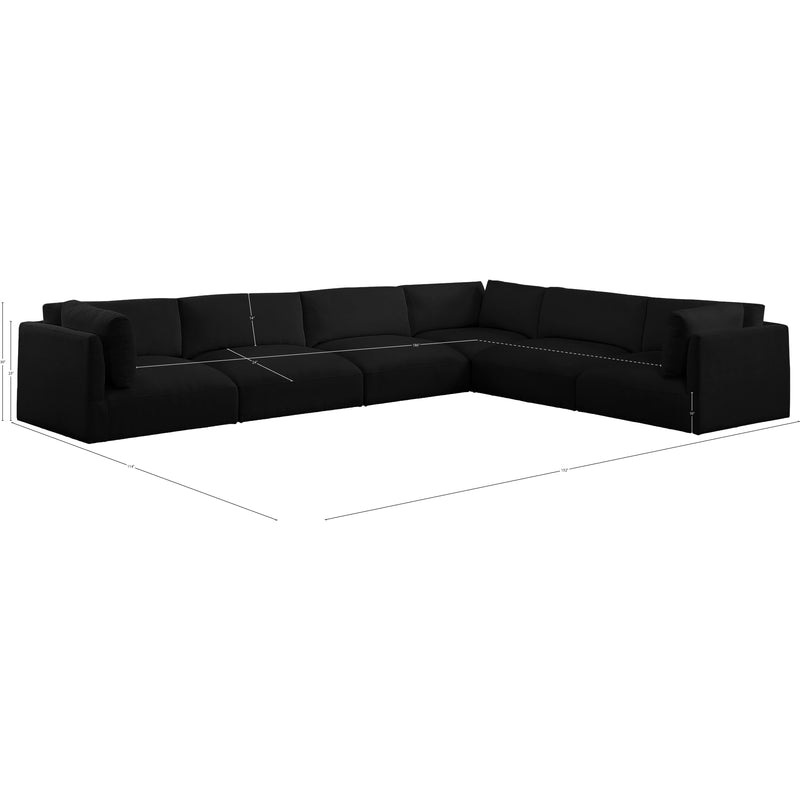 Meridian Ease Black Polyester Fabric Modular Sectional IMAGE 9
