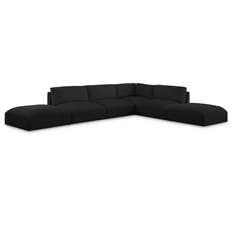 Meridian Ease Black Polyester Fabric Modular Sectional IMAGE 1