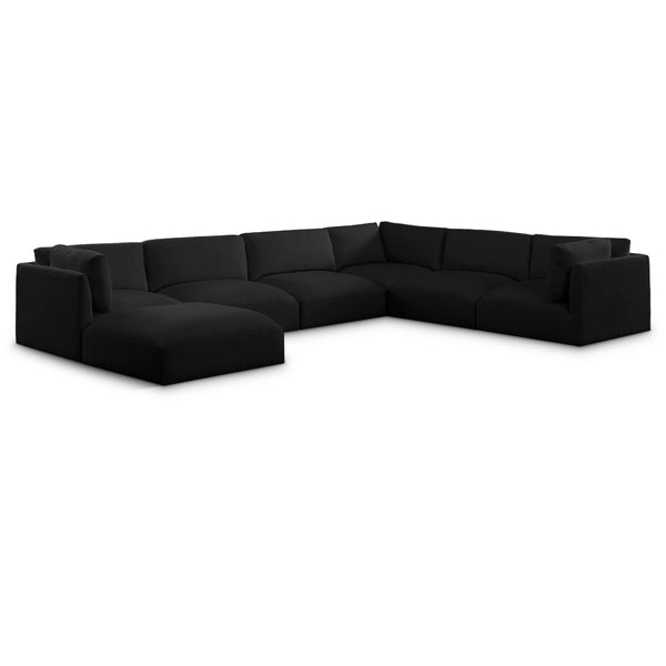 Meridian Ease Black Polyester Fabric Modular Sectional IMAGE 1