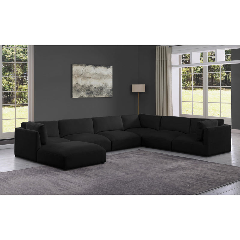 Meridian Ease Black Polyester Fabric Modular Sectional IMAGE 2
