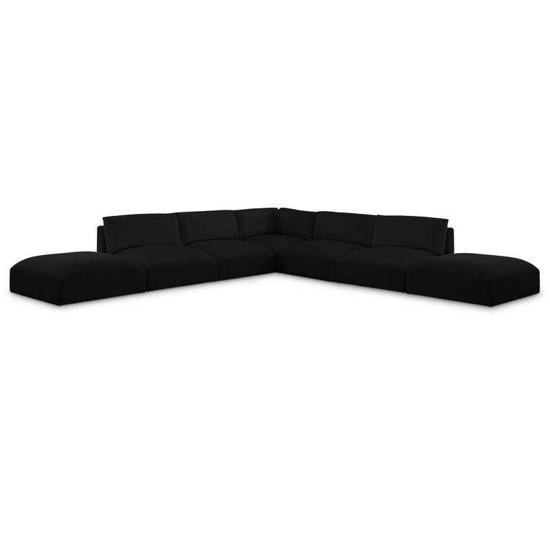 Meridian Ease Black Polyester Fabric Modular Sectional IMAGE 1