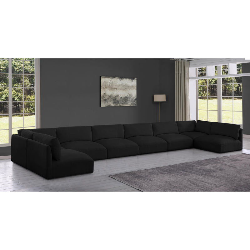 Meridian Ease Black Polyester Fabric Modular Sectional IMAGE 2