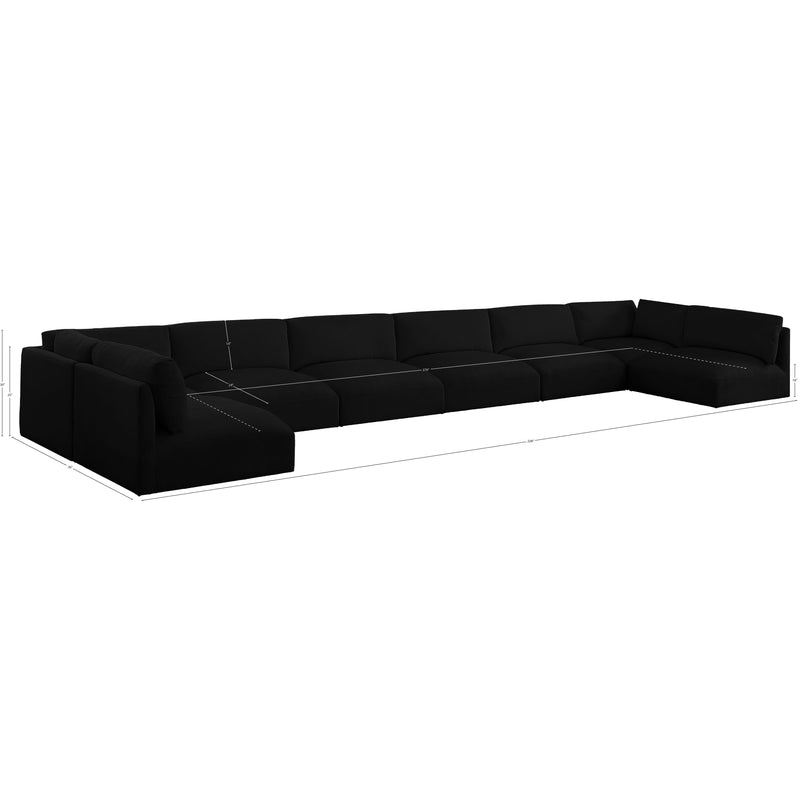 Meridian Ease Black Polyester Fabric Modular Sectional IMAGE 9