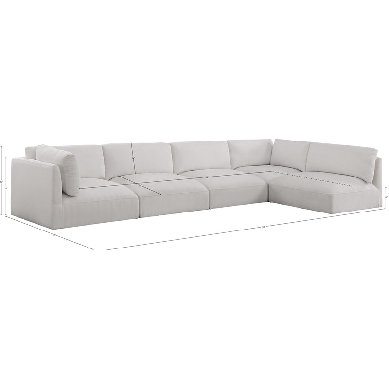 Meridian Ease Cream Polyester Fabric Modular Sectional IMAGE 14