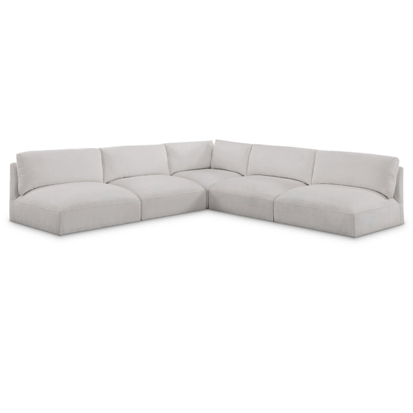 Meridian Ease Cream Polyester Fabric Modular Sectional IMAGE 1