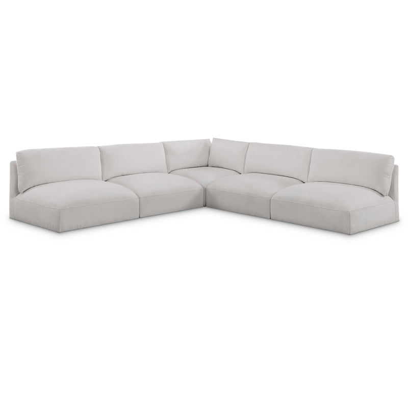 Meridian Ease Cream Polyester Fabric Modular Sectional IMAGE 1
