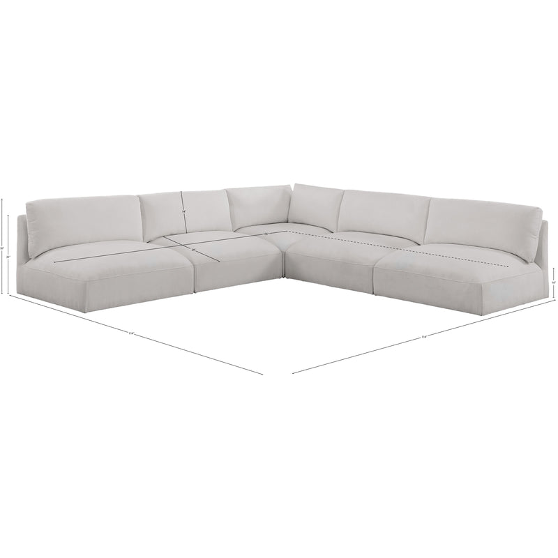 Meridian Ease Cream Polyester Fabric Modular Sectional IMAGE 8