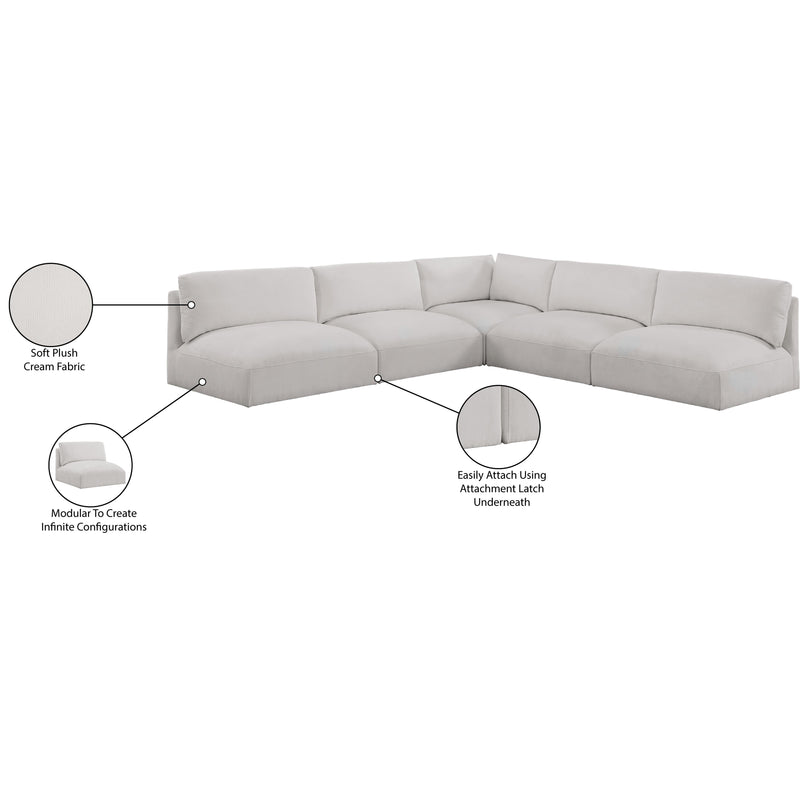Meridian Ease Cream Polyester Fabric Modular Sectional IMAGE 9