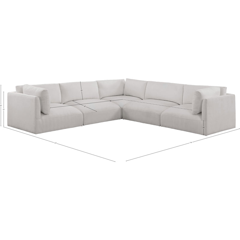 Meridian Ease Cream Polyester Fabric Modular Sectional IMAGE 10
