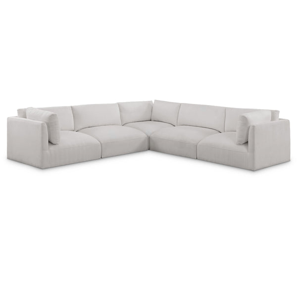 Meridian Ease Cream Polyester Fabric Modular Sectional IMAGE 1