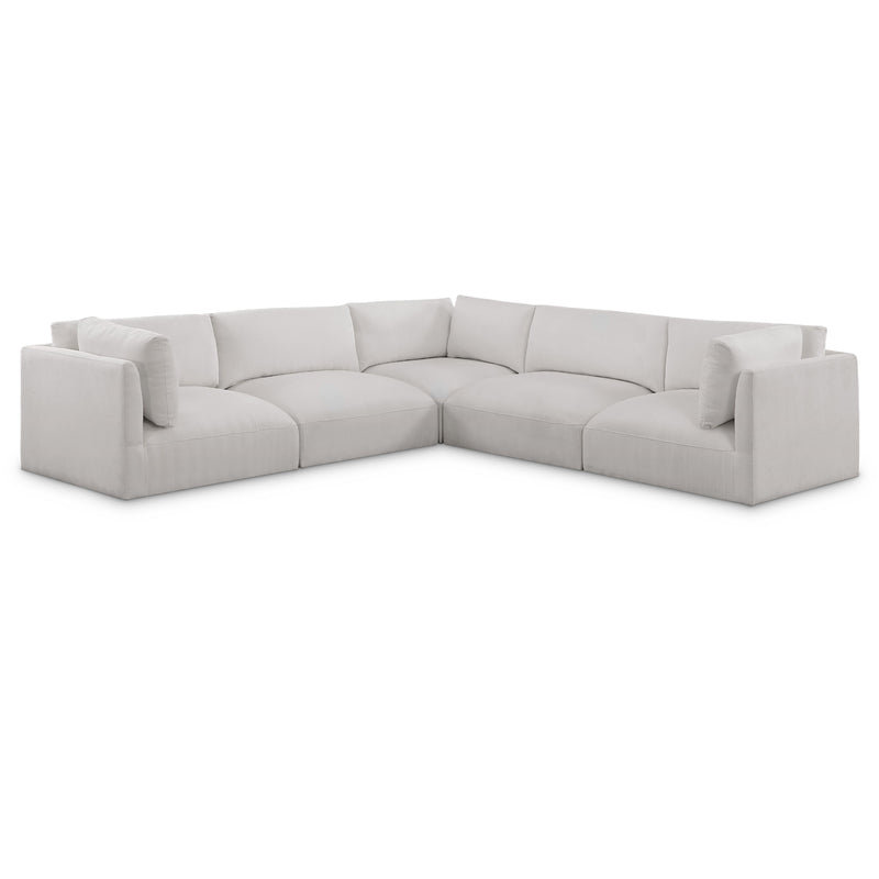 Meridian Ease Cream Polyester Fabric Modular Sectional IMAGE 1