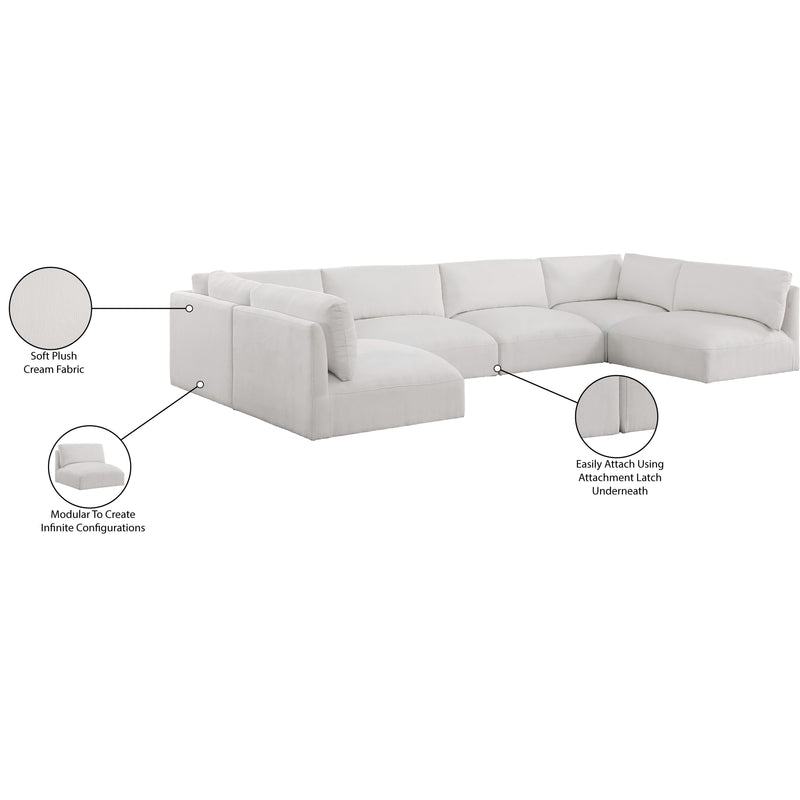 Meridian Ease Cream Polyester Fabric Modular Sectional IMAGE 10