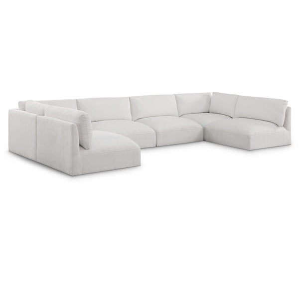 Meridian Ease Cream Polyester Fabric Modular Sectional IMAGE 1