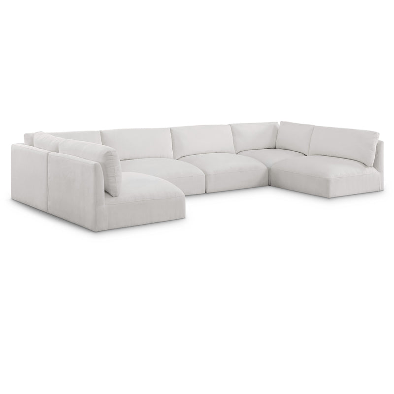 Meridian Ease Cream Polyester Fabric Modular Sectional IMAGE 1