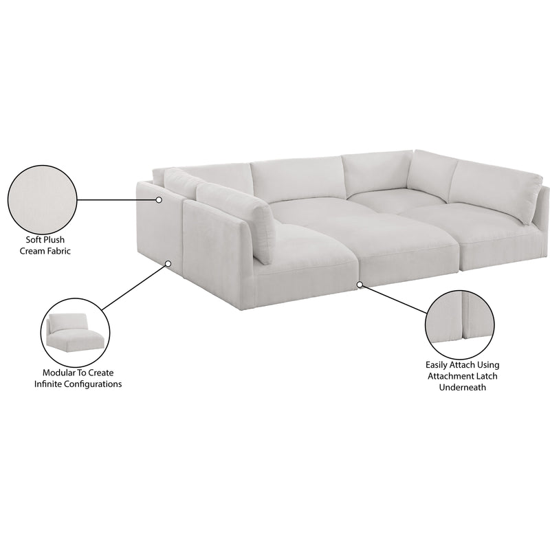 Meridian Ease Cream Polyester Fabric Modular Sectional IMAGE 10