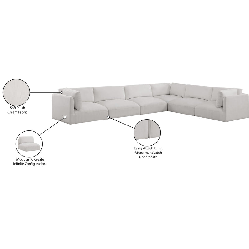 Meridian Ease Cream Polyester Fabric Modular Sectional IMAGE 10