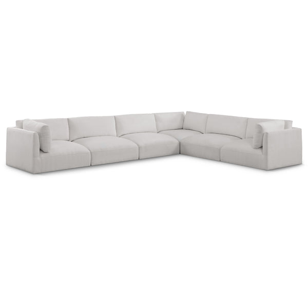 Meridian Ease Cream Polyester Fabric Modular Sectional IMAGE 1